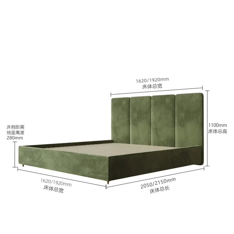 lit moderne bois vert olive velours 150cm 180cm oreillers draps