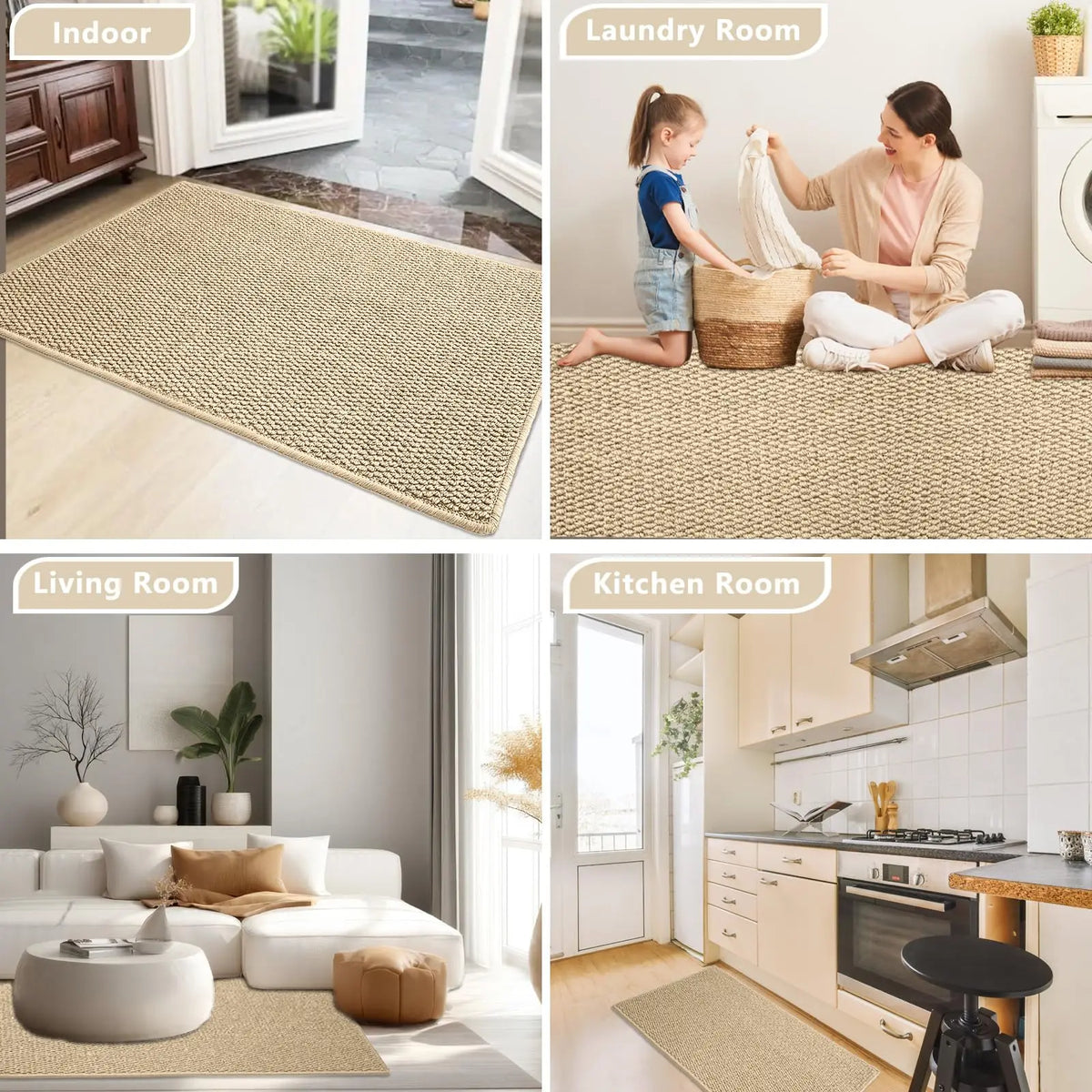 tapis moderne minimaliste gris beige antidérapant résistant corrosion solide polyestère durable chambre