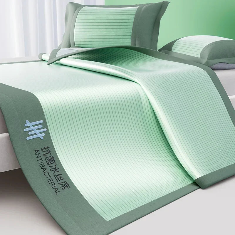 ensemble protège matelas coton viscose rose clair rayures verticales moderne lit chambre dormir doux