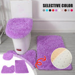 tapis toilette rose violet gris clair peluche points moderne antidérapant ensemble trois pièces