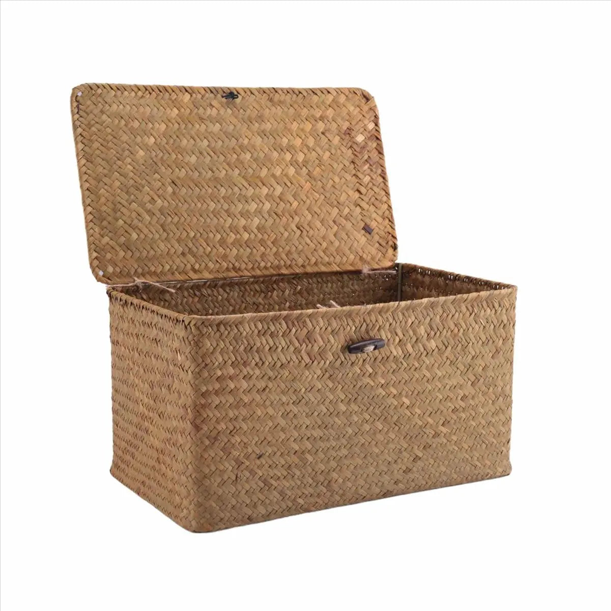 panier rangement tissé main naturel rustique couvercle cordon bois organisation bijoux maquillage