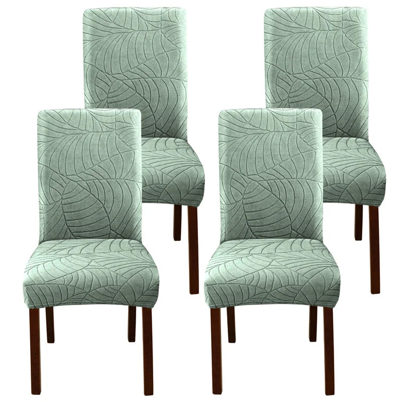 housse chaise velours motif feuilles extensible élastique fauteuil salle manger moderne