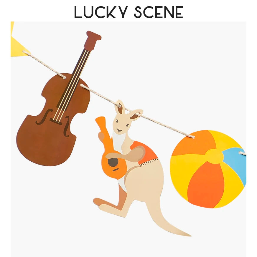 guirlande décorative anniversaire animaux mignons multicolore dessin animé oiseaux ours instruments musique
