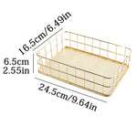 paniers rangement métal or rose gold maille fine moderne minimaliste respectueux environnement multifonctionnels