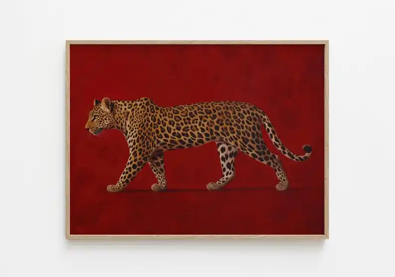tableau toile léopard rouge moderne sans cadre animal décoration chambre opaque erotique erotique erotique