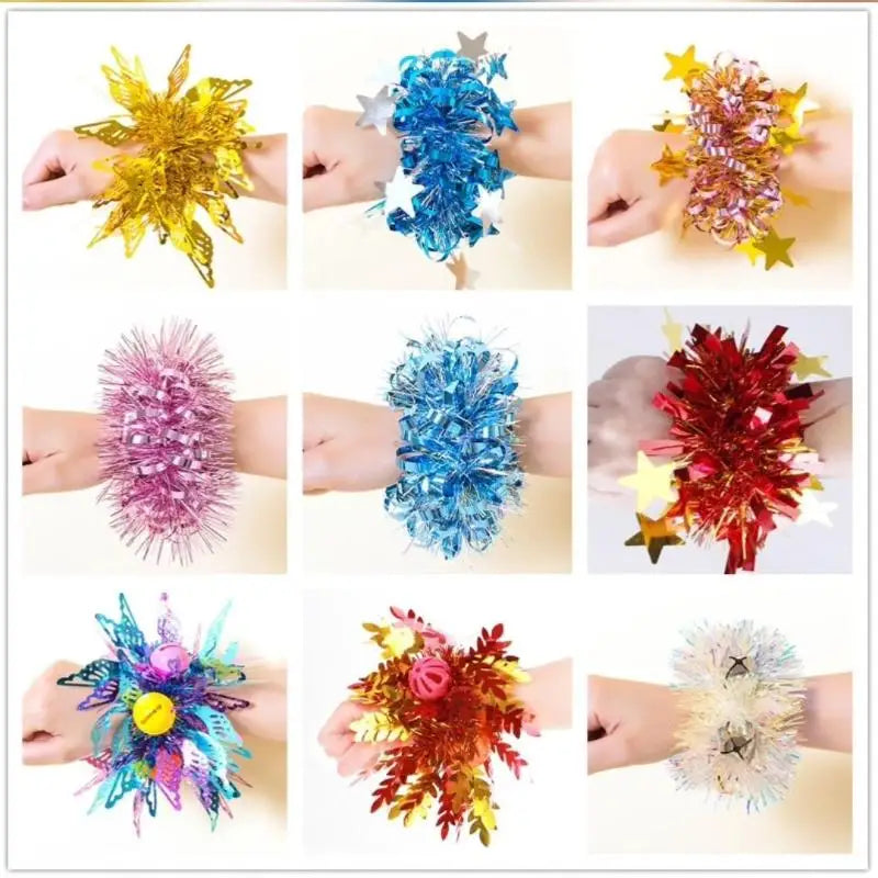 pompons pailletés or bleu rose rouge violet blanc décoratifs festifs étoiles dorées paillettes