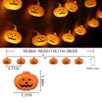 guirlande lumineuse halloween orange blanc noir citrouilles fantômes yeux chats squelettes 3v led piles