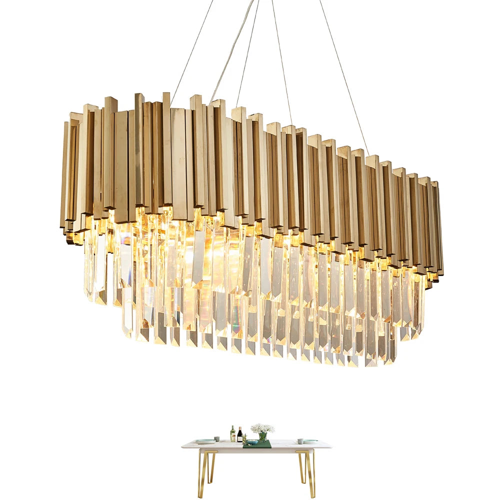 Suspension lumineuse dorée cristal moderne 4500K 3500K 6000K salon chambre