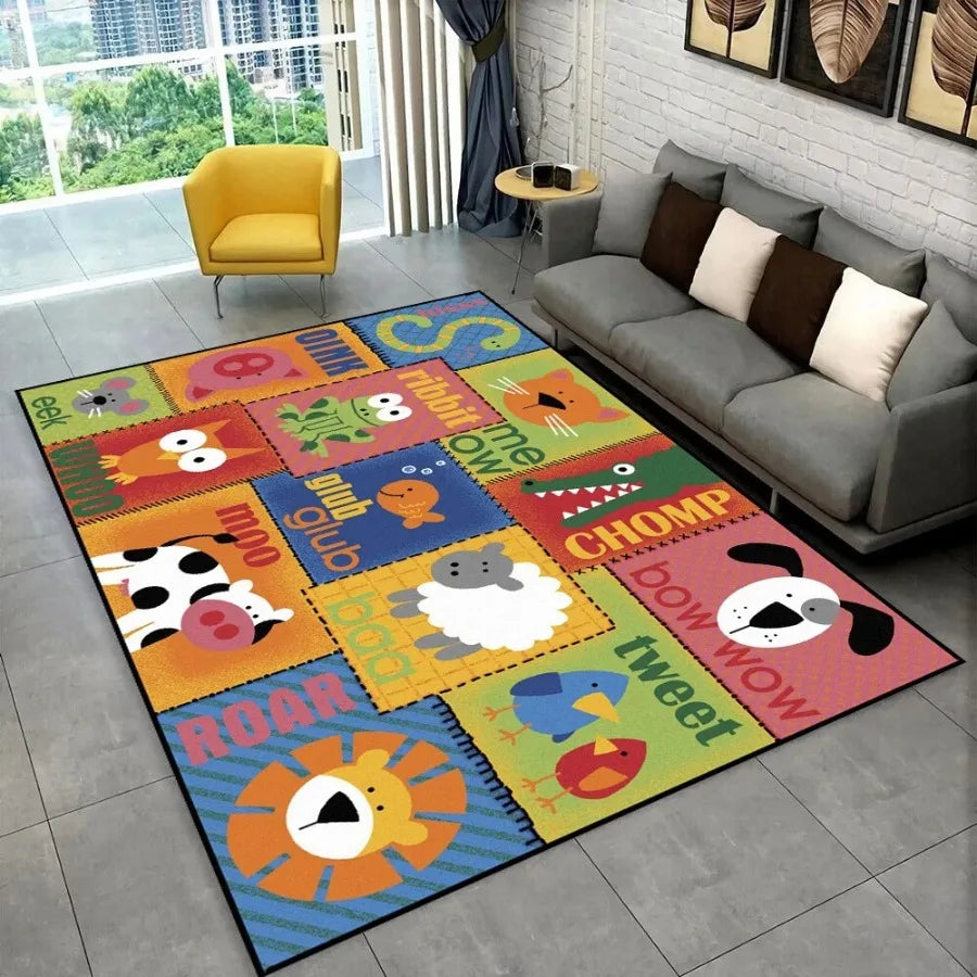 tapis puzzle éducatif alphabet abc lettres chiffres animaux chambre enfant salon décor moderne multicolore