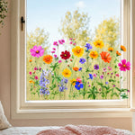 autocollants muraux fleurs multicolores deco maison balcon cuisine sans résidus réutilisables miroir variées feuilles