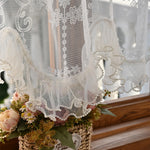 rideau blanc broderie florale dentelle translucide classique romantique cuisine chambre taille 100x55 cm