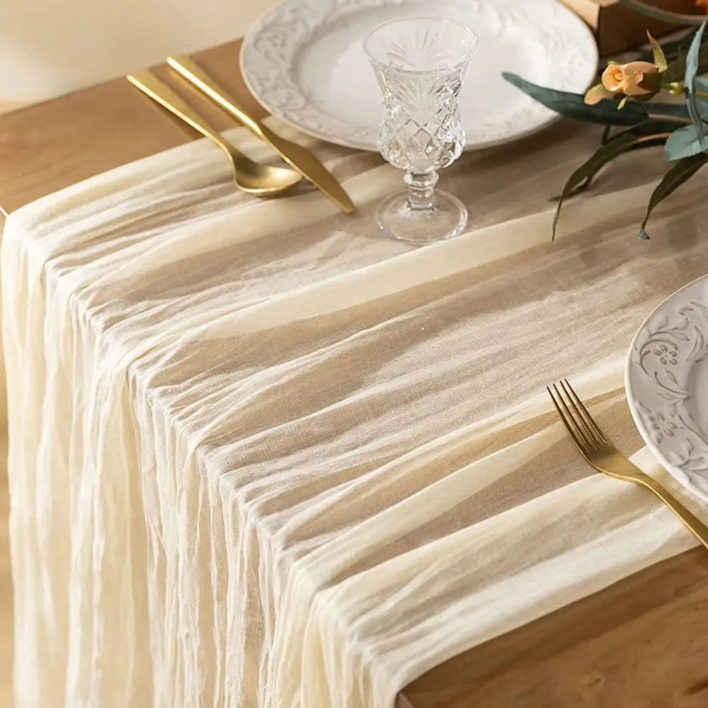 chemin table plissé décoratif élégant blanc rose vert salle manger maison