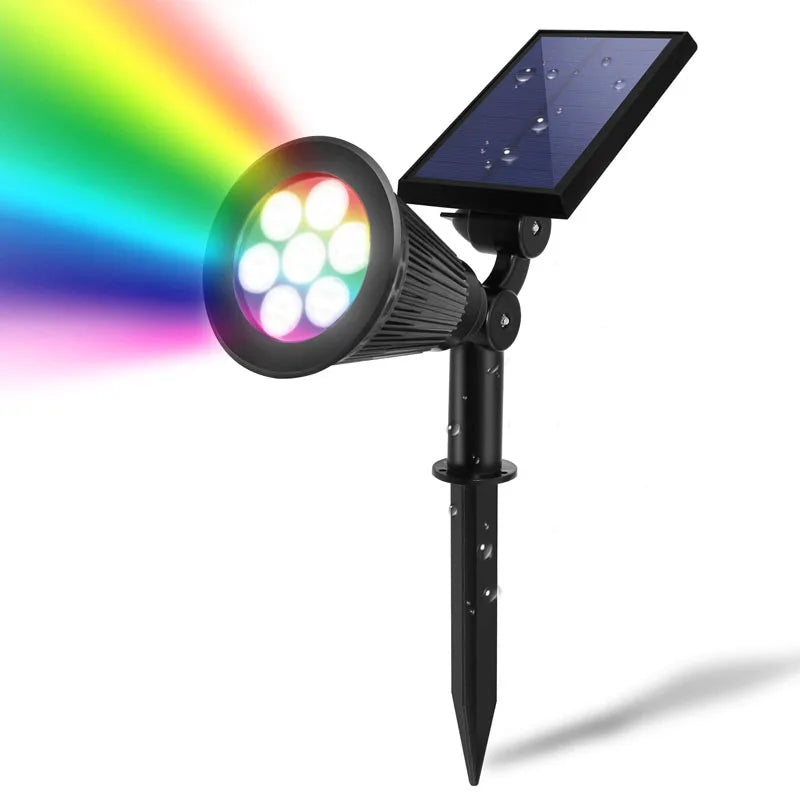 lumière solaire extérieure ip65 led rgb réglable moderne noire multicolore