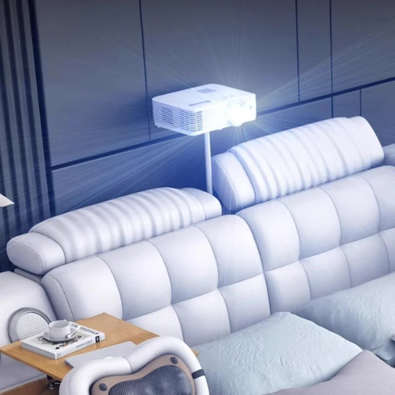 lit multifonctionnel moderne simili cuir blanc bleu clair rangement intégré tapis lampe table chevet