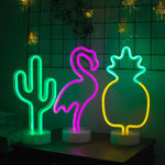 lampe néon vert rose jaune cactus flamant ananas moderne décoratif intérieur usb batterie