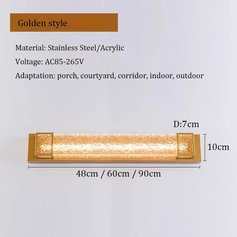 lampe murale moderne led noir doré verre ip65 48cm 60cm 90cm