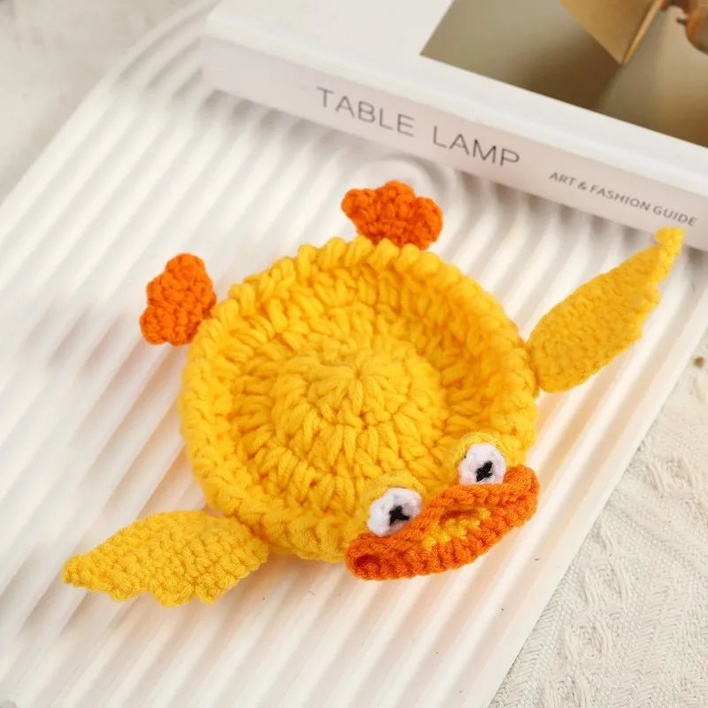 coasters crochetés motifs animaux créatifs opaques vert bleu jaune blanc dinosaure oiseau écologiques