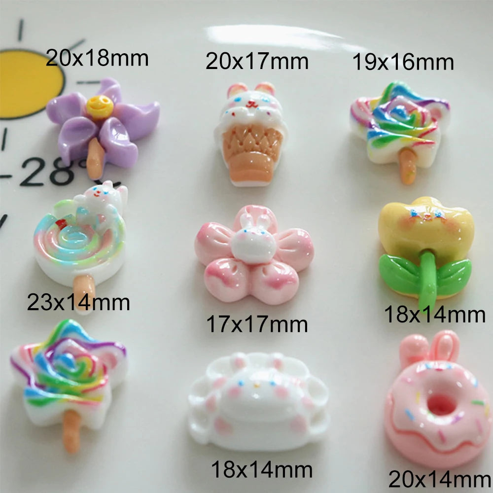 bijoux cuisine pâte sucre fleurs bonbons nuages multicolore opacité 20x18mm 20x17mm 19x16mm 23x14mm 17x17mm