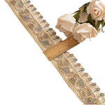 ruban décoratif dentelle 4cm large dorées motif floral blanc rose vert