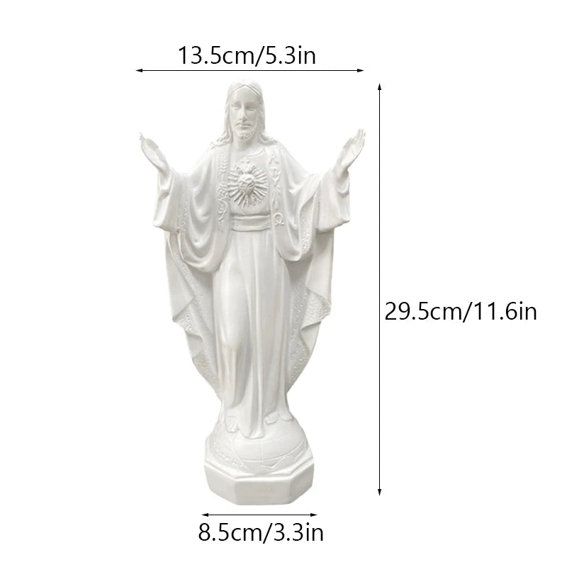 statue vierge marie résine blanche draperies rosier cœur décoration religieuse classique maison