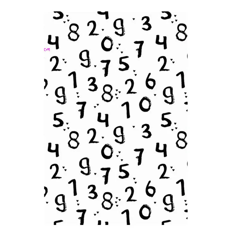 serviettes coton noir blanc moderne numéros lettres coeurs plumes phrases