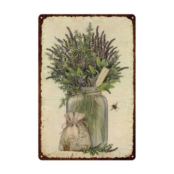 plaque décorative métal fleurs papillons vintage 20x30cm or beige blanc bleu rose violet vert