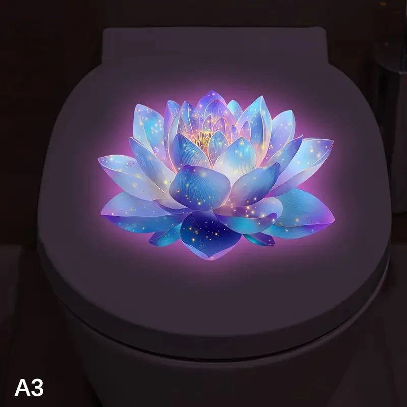 autocollants muraux fleurs lotus dahlias multicolores moderne adhésifs salle bains nocturne brillants uv