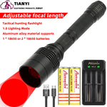 lampe torche tactique led rouge night vision astronomie texturée moderne noire rechargeable zoomable