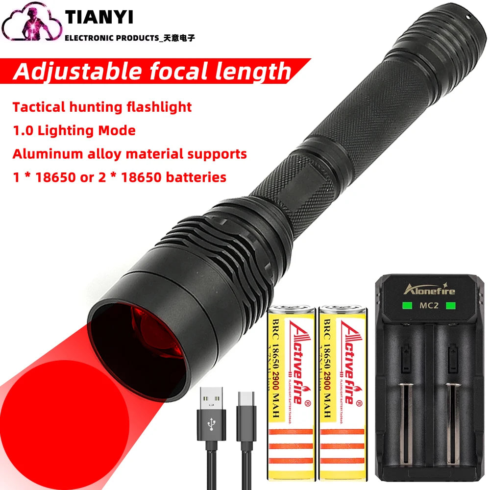 lampe torche tactique led rouge night vision astronomie texturée moderne noire rechargeable zoomable