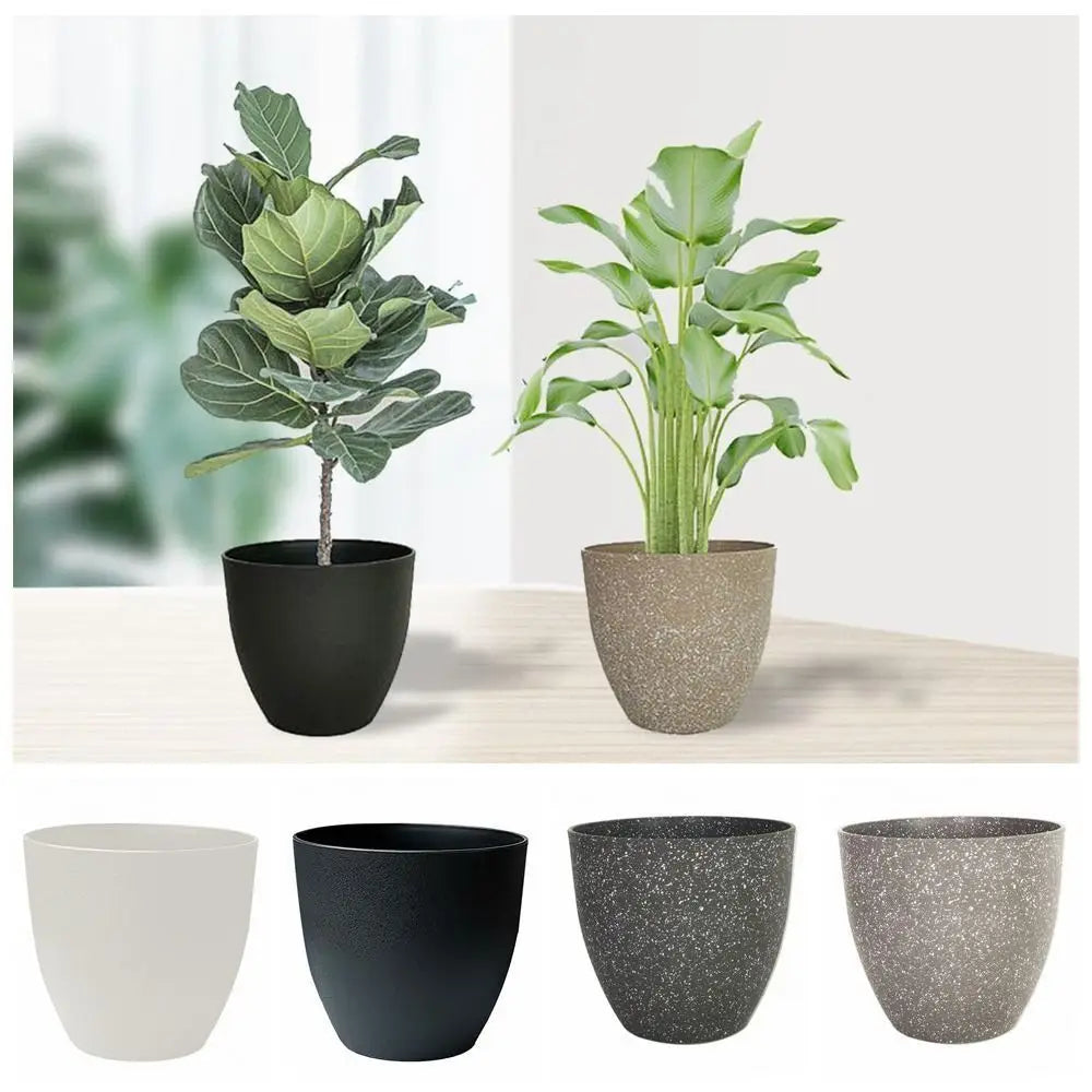 Pots plante moderne plastique texturé gris noir taille XL