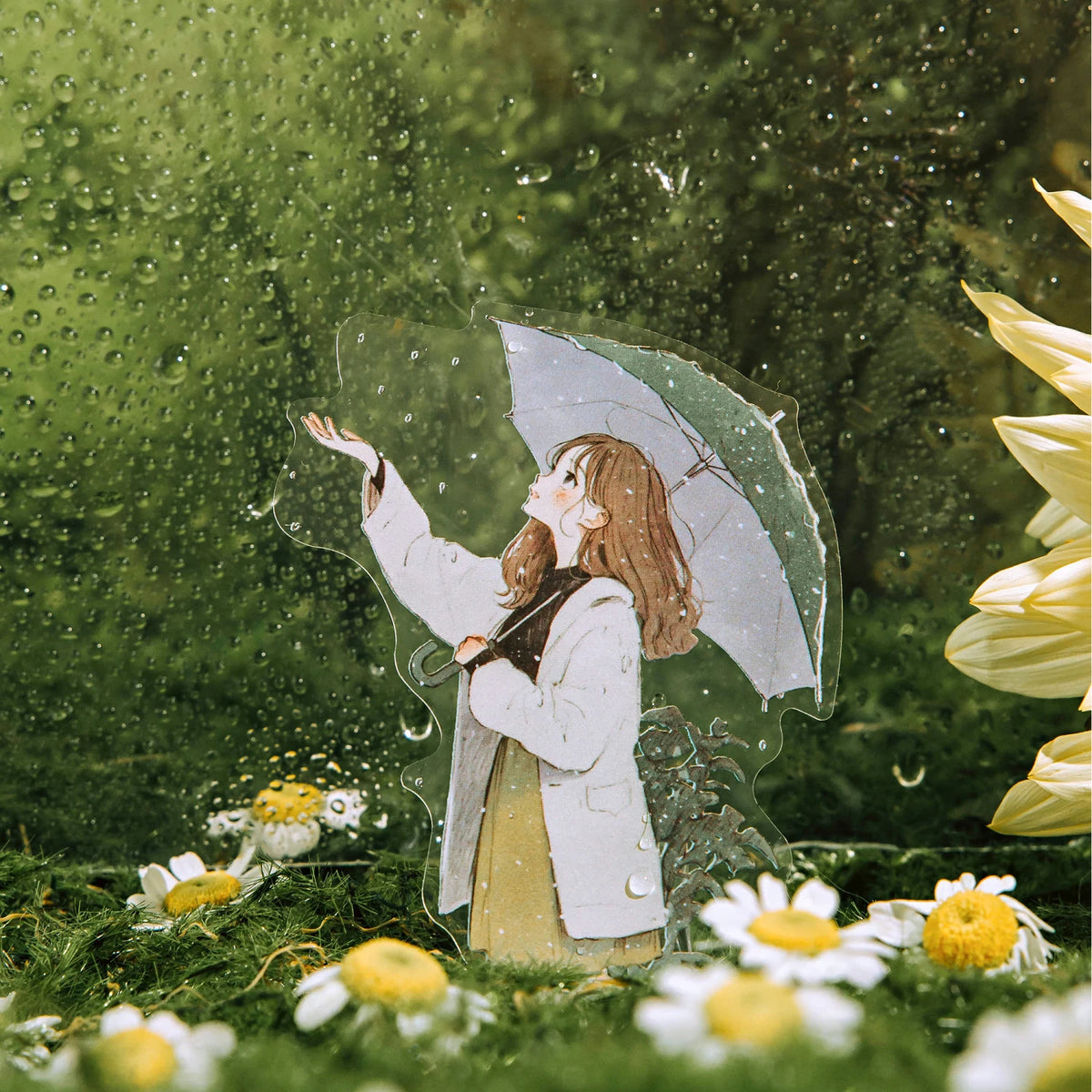 autocollants cartes pluvieuses personnages parapluies scènes illustratives scrapbooking matériel opaques divers couleurs blanc gris