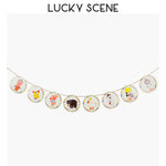 guirlande décorative anniversaire animaux mignons multicolore dessin animé oiseaux ours instruments musique