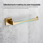 porte serviette mural salle bain moderne doré mat acier inoxydable fixation vis murale