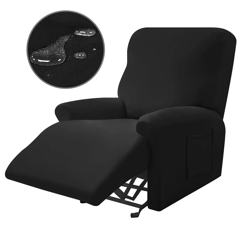 Housse fauteuil inclinable gris clair uni moderne adhésif poche respirante durable confortable hydrofuge lavable