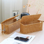 panier marron clair tressé moderne rangement chargeur usb câble smartphone maison
