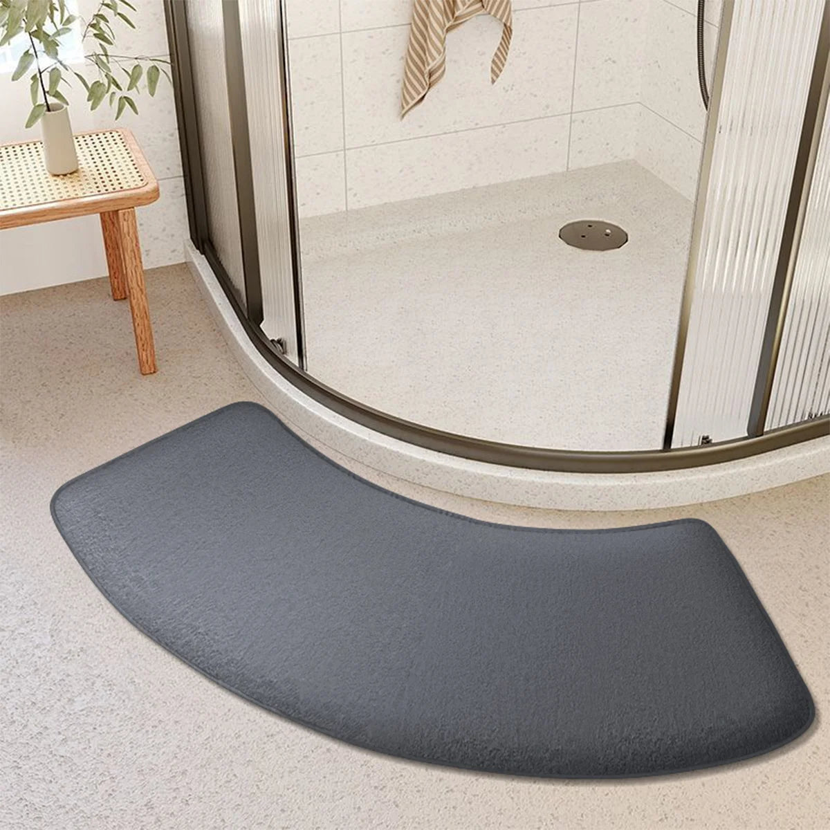 tapis bain gris moderne antidérapant absorbant texture douce polyester adhésif 100cm 40cm salon salle