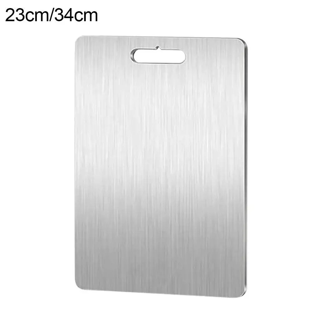 planche découper rectangulaire argentée lisse poignées intégrées utilitaire cuisine découpe fruits viande environnementALE