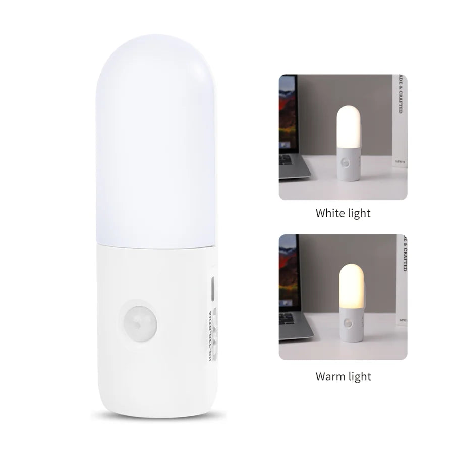 veilleuse led détecteur mouvement lampe murale magnétique rechargeable blanc moderne minimaliste chambre couloir