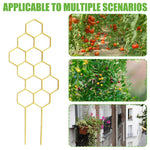 treillis decoratif moderne hexagonal jaune fleurs roses tomates balcon jardinextérieur