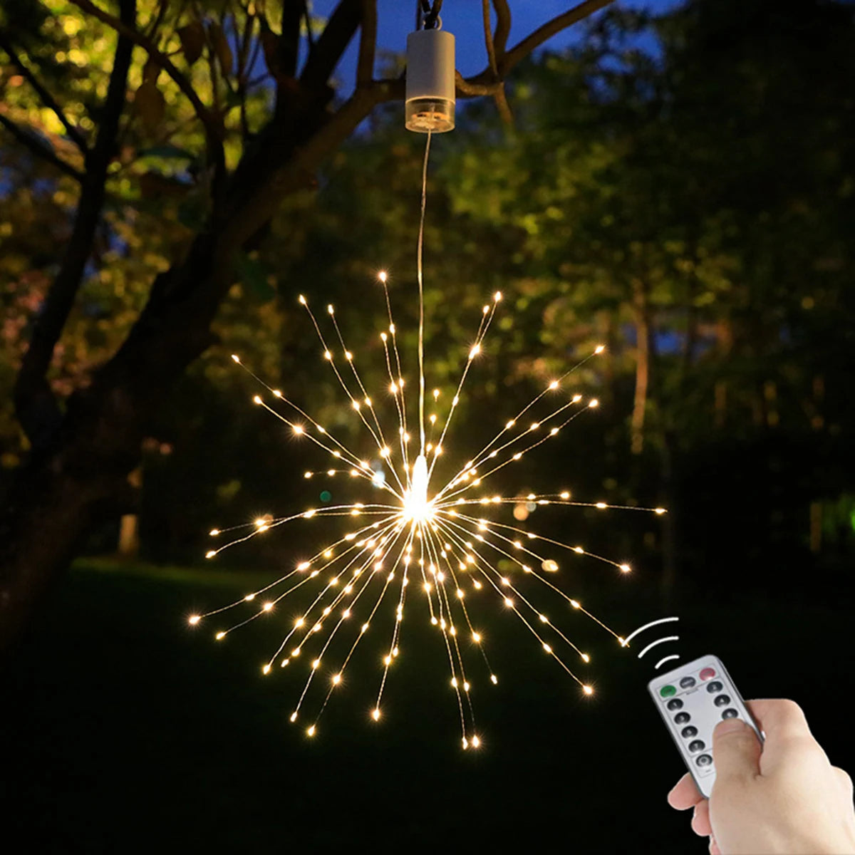 guirlande lumineuse 150 led blanc doré moderne feu d'artifice opacité festive bluetooth contrôle distant