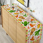 table cheminement tissé motif mexicain couleurs vives festif dimensions variées motifs festifs textiles artisanal
