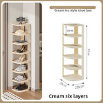 étagère rotative moderne multi niveaux beige clair rayures verticales supports rangement robuste anti dérapant