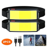 lampe frontale rechargeable led noire jaune mode usb c.velcro moderne camping