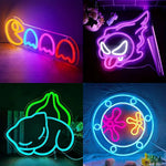 décoration murale néons lumineux multicolores motifs modernes tringles câbles