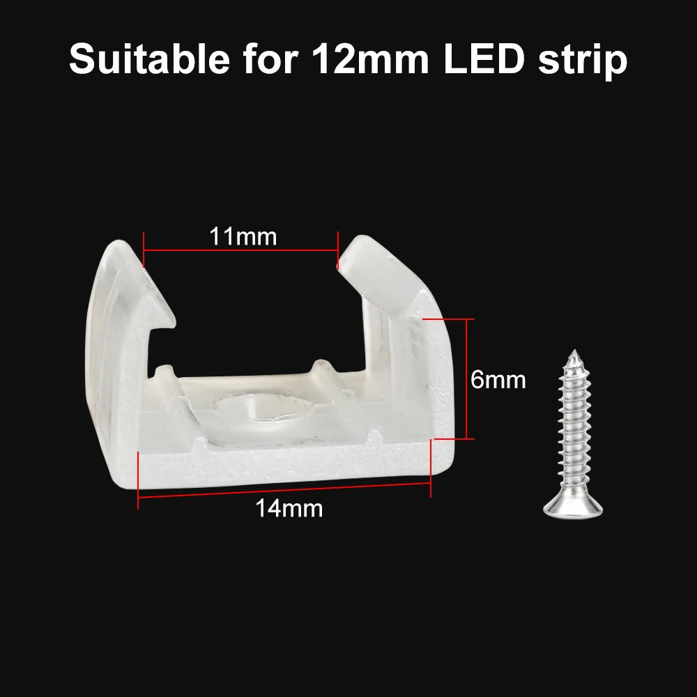 clips fixation ruban led transparent vis support bande lumineuse néon flexible blanc