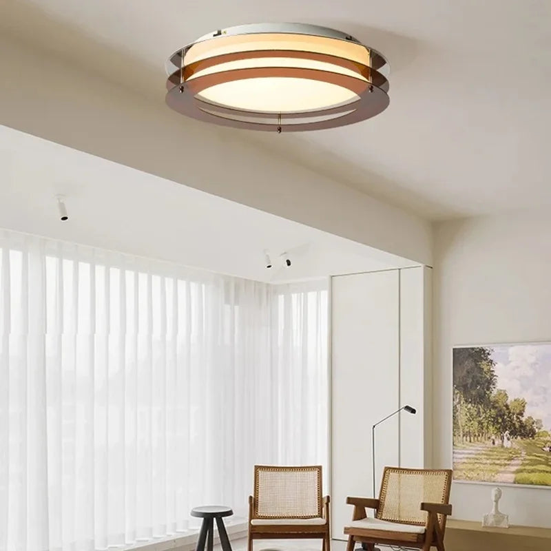 plafonnier led moderne marron blanc doré balcon céiling opacité rond ondulé touch switch