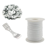 fil coton cire bâtonnets clips métalliques étiquettes bricolage artisanal blanc pratique utilitaire