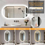 miroir lumineux ovale éclairage led moderne anti buée blanc beige gris