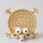 coasters crochetés lézard créatifs artisanaux beige bleu vert adhésifs mignons 3d diys