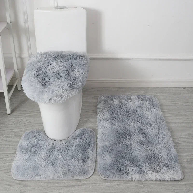 ensemble tapis salle bain pièces beige clair peluche douce antidérapant moderne absorbant